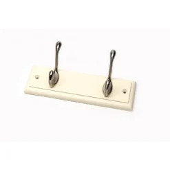 2 Coat Satin Nickel Hooks On Cream Stepped Board