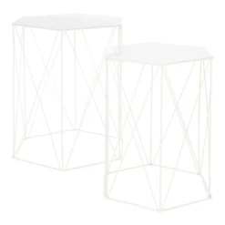 Hex Side Table Set Of 2 White