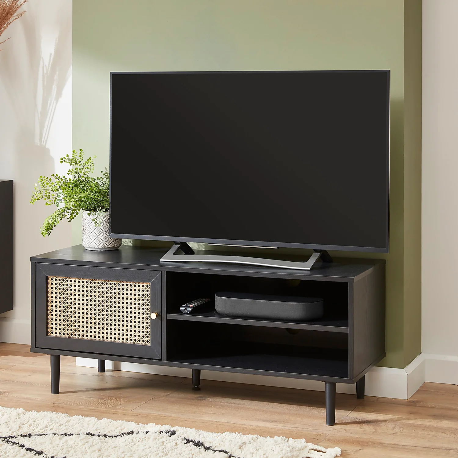Kubu Rattan TV Stand - Black - Image 2