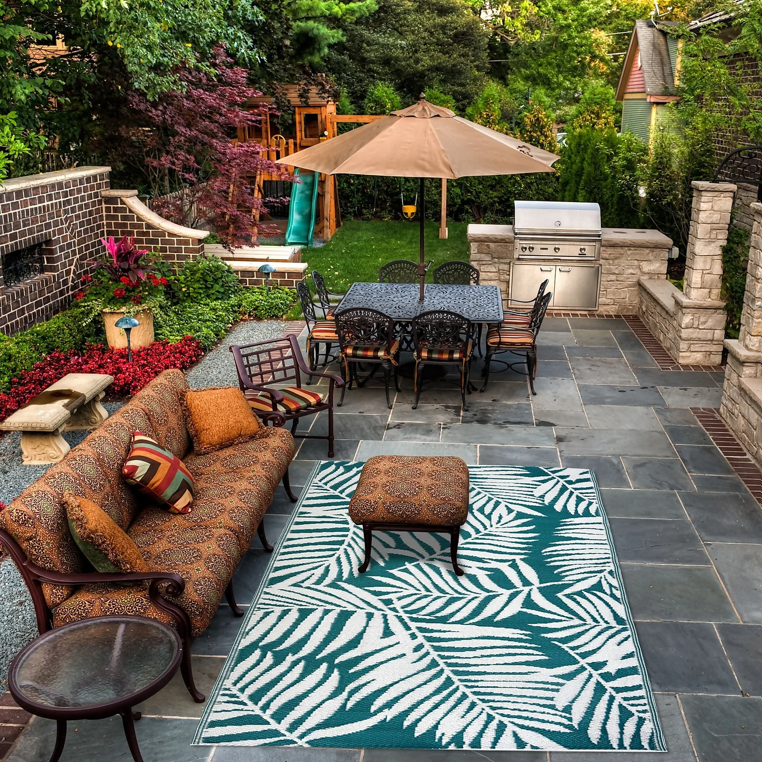 Homebase Outdoor Rug - Teal 240x300cm - Image 3