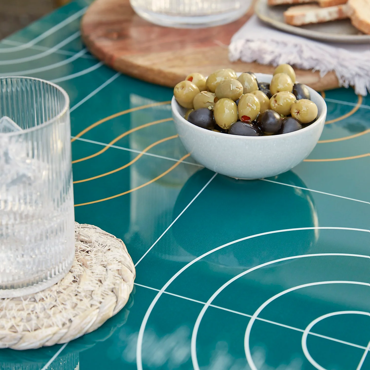 Omari Metal Garden Sofa Set - Teal & Gold - Image 5